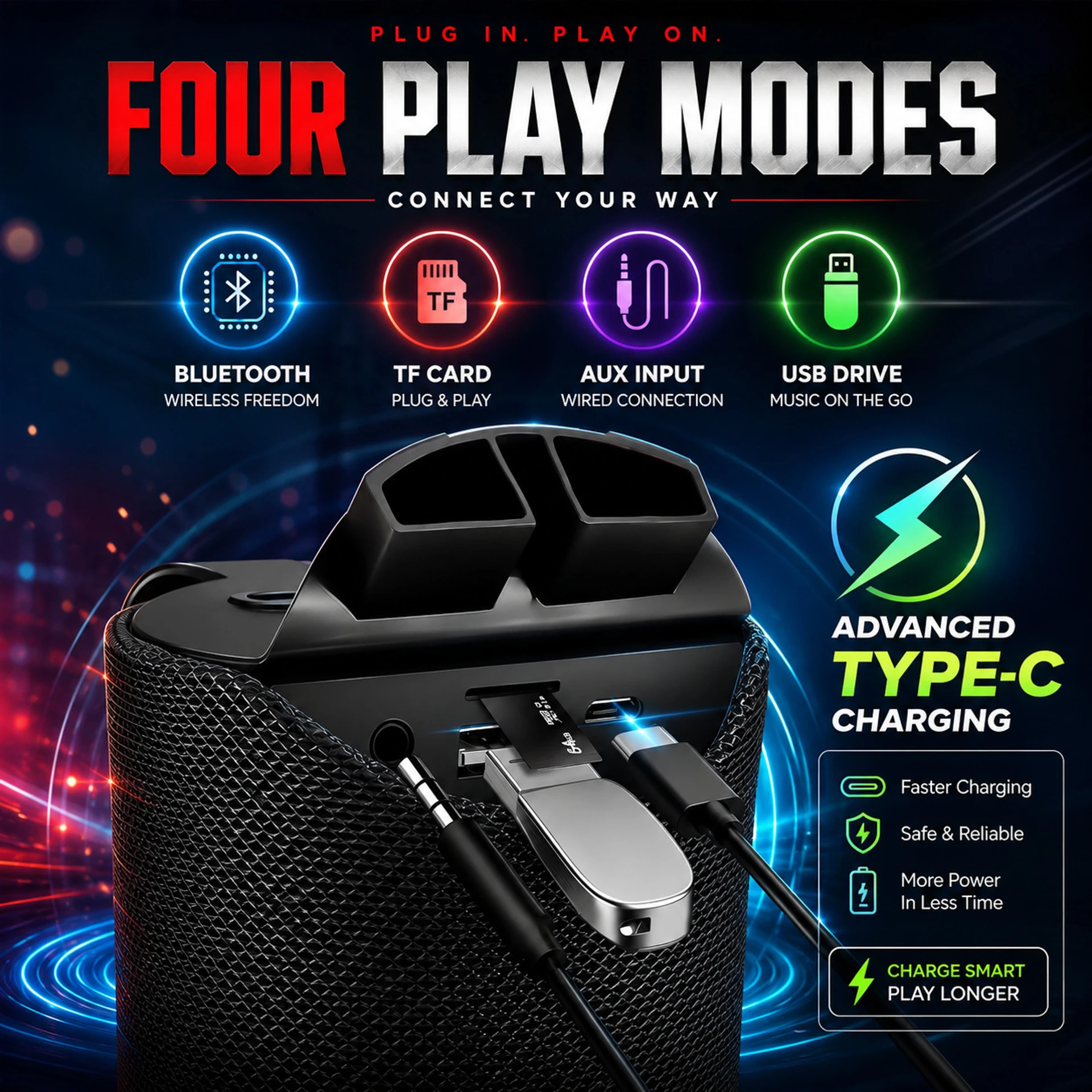 Portable Bluetooth Speaker with Powerful Sound